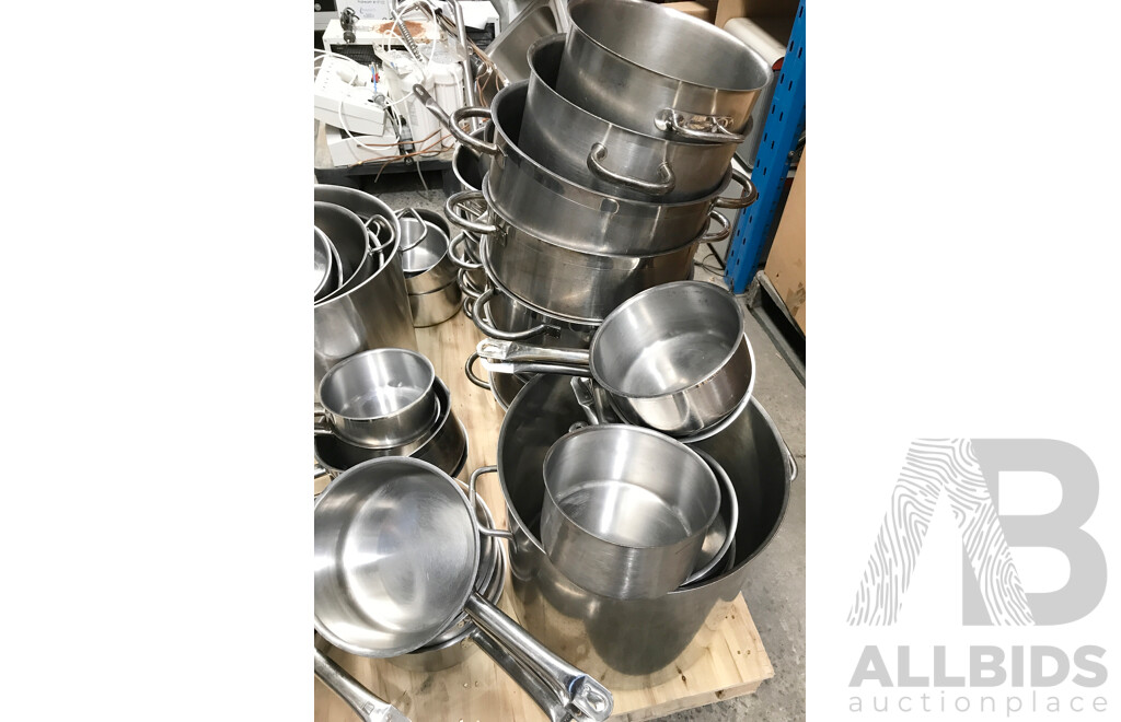 Bulk Lot of Assorted Stainess Steel Cook Pots