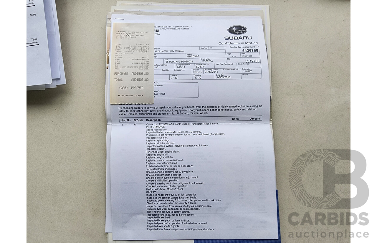 3/2011 Subaru Impreza XV (awd) MY11 5d Hatchback Red 2.0L