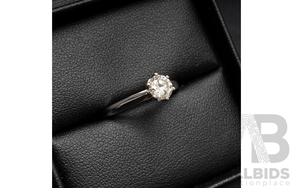18ct White Diamond Solitaire Engagement Ring with Valuation - Size P