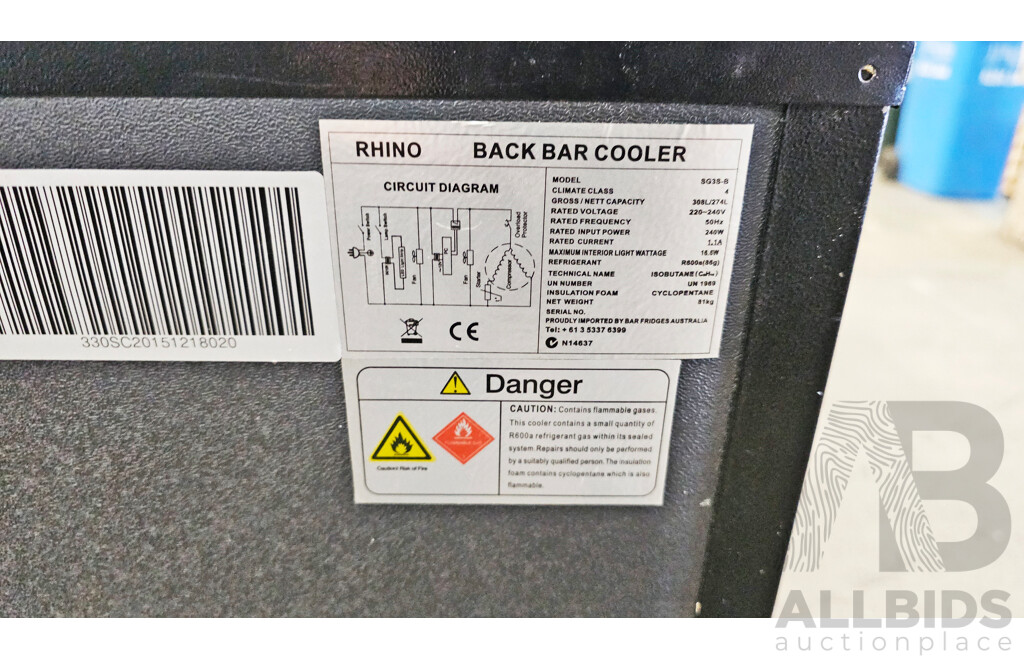 Rhino 8G38-B Back Bar Cooler