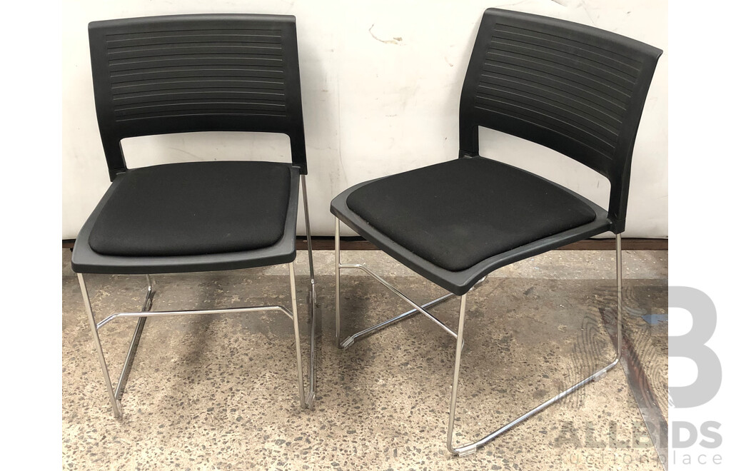 Axona Aichi Sled Base Chairs - Lot of 28 and Axona Aichi Tipo Chair Trolley