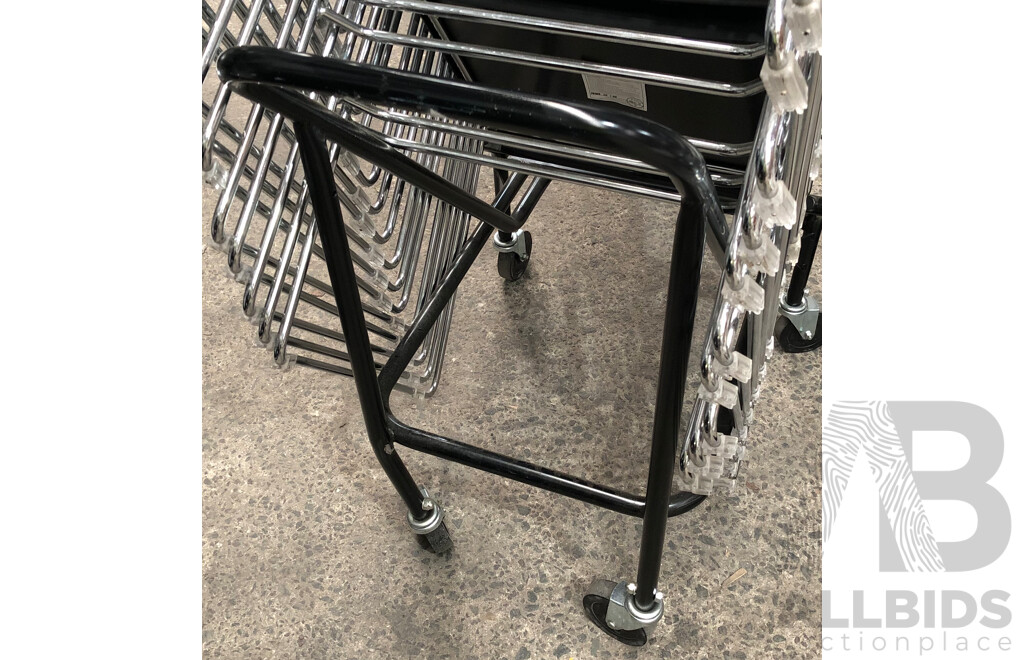 Axona Aichi Sled Base Chairs - Lot of 28 and Axona Aichi Tipo Chair Trolley
