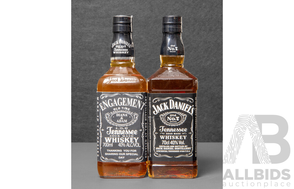 Pair of Jack Daniels Old No 7 Brand Tennessee Sour Mash Whiskey