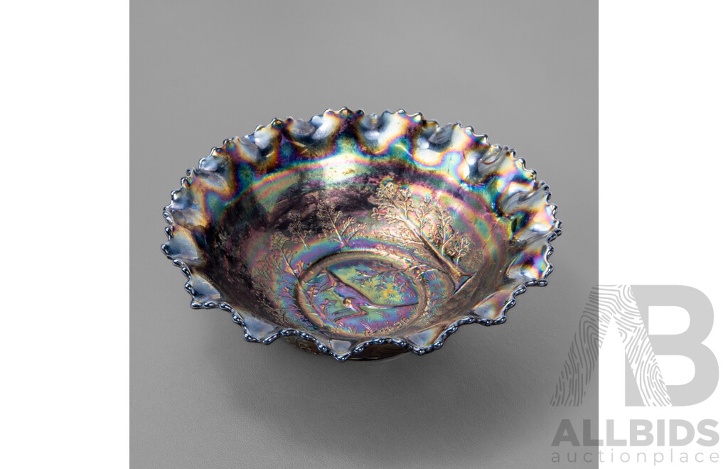 Crown Crystal 1920's Black Amethyst Carnival Bowl