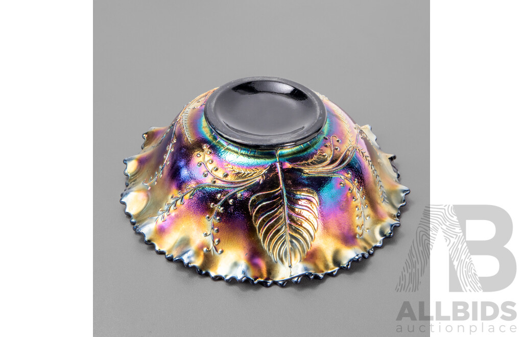 Crown Crystal 1920's Black Amethyst Carnival Bowl
