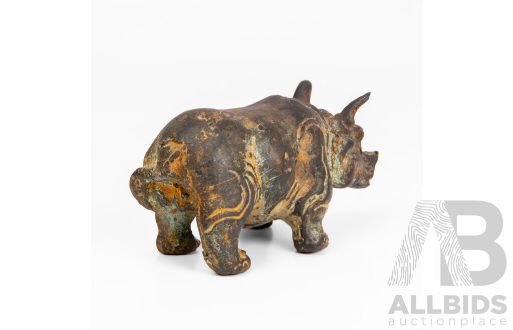 Antique Chinese Bronze Hippopotamus Statue