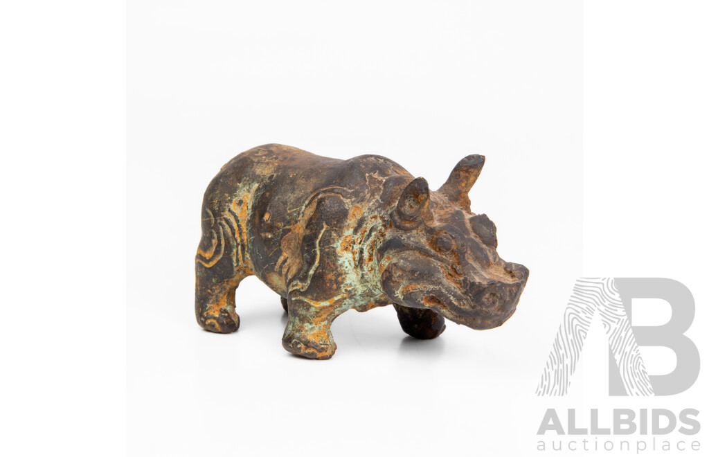 Antique Chinese Bronze Hippopotamus Statue