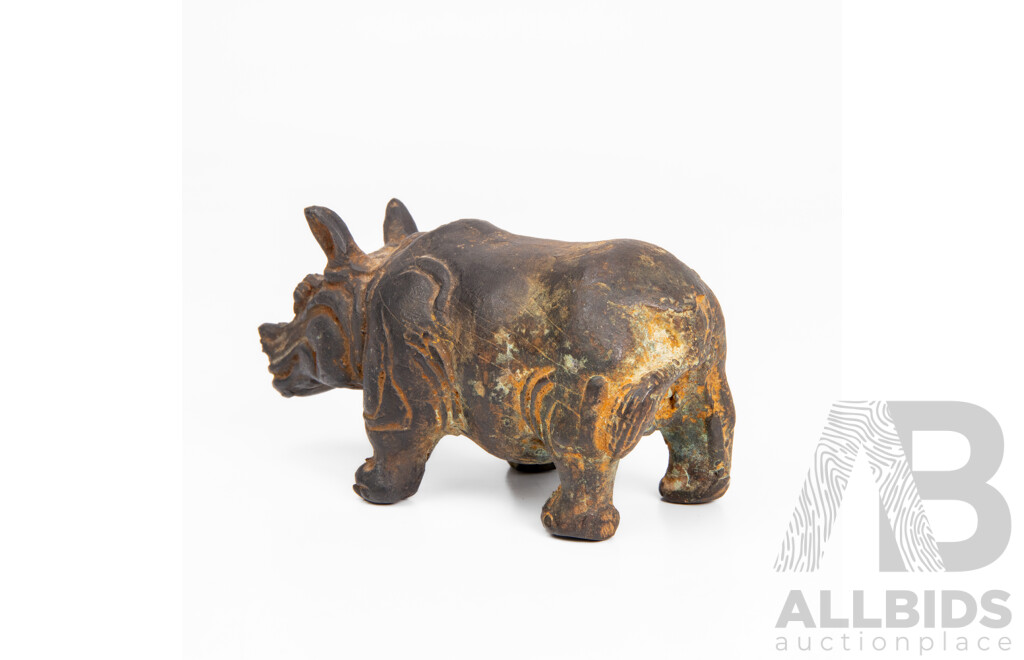 Antique Chinese Bronze Hippopotamus Statue