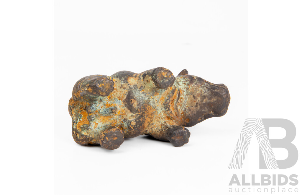 Antique Chinese Bronze Hippopotamus Statue