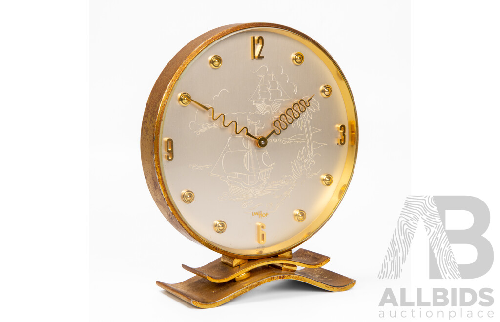Vintage 1950's Imhof Swiss Desk Clock