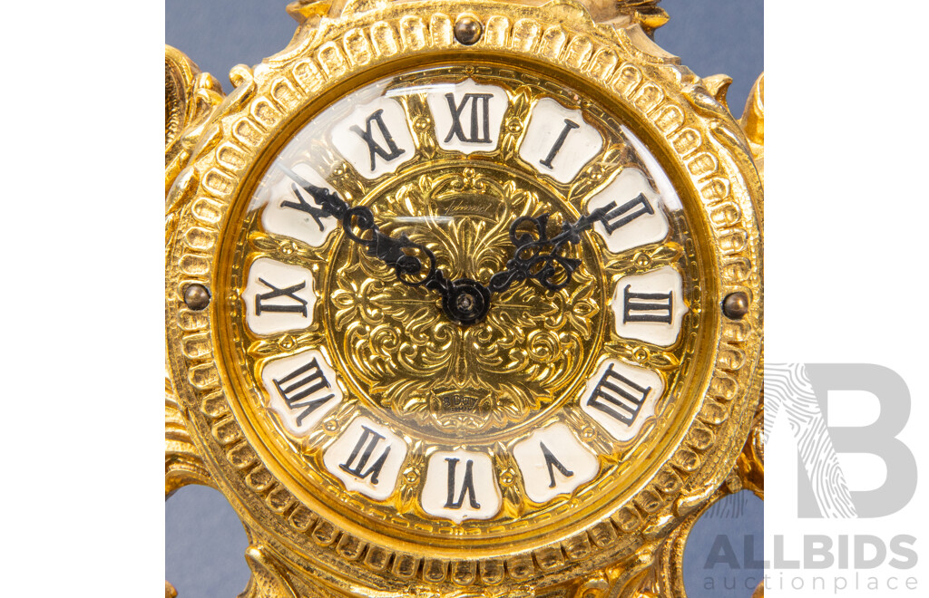French Rococo Style Ornate Brass Mantle Clock