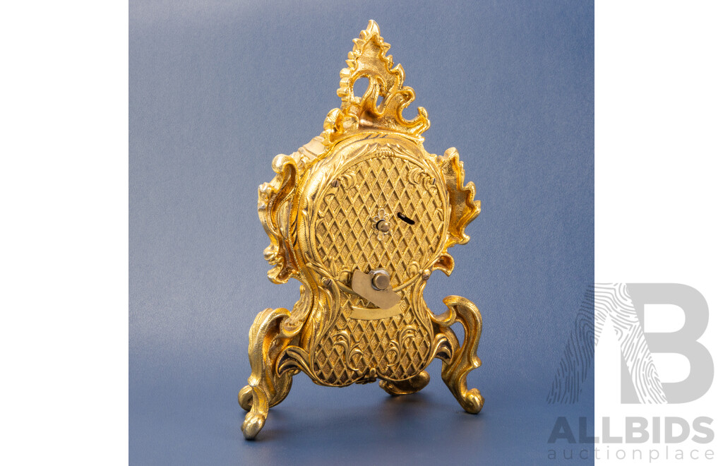 French Rococo Style Ornate Brass Mantle Clock