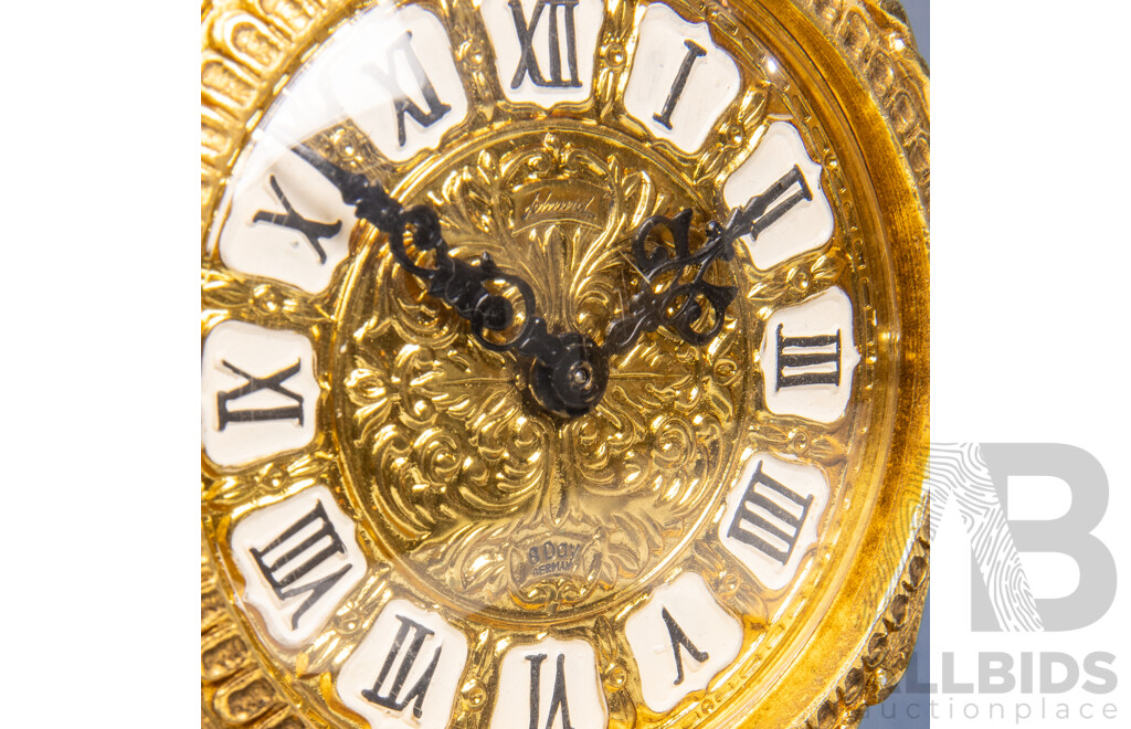 French Rococo Style Ornate Brass Mantle Clock