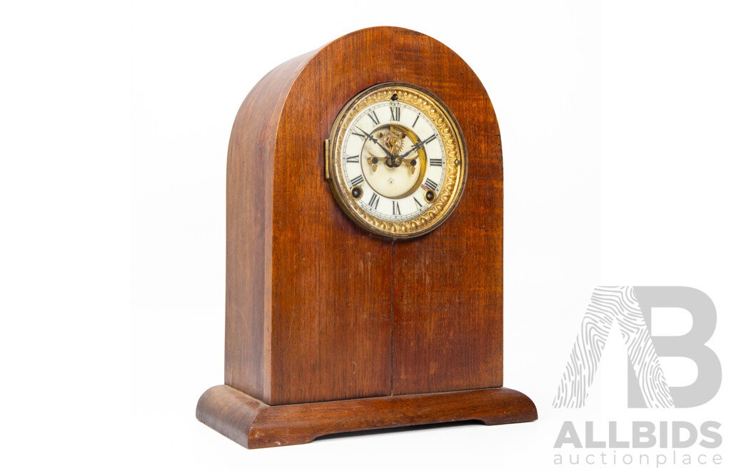 Vintage Ansonia Tomb Stone Timber Cased Mantle Clock