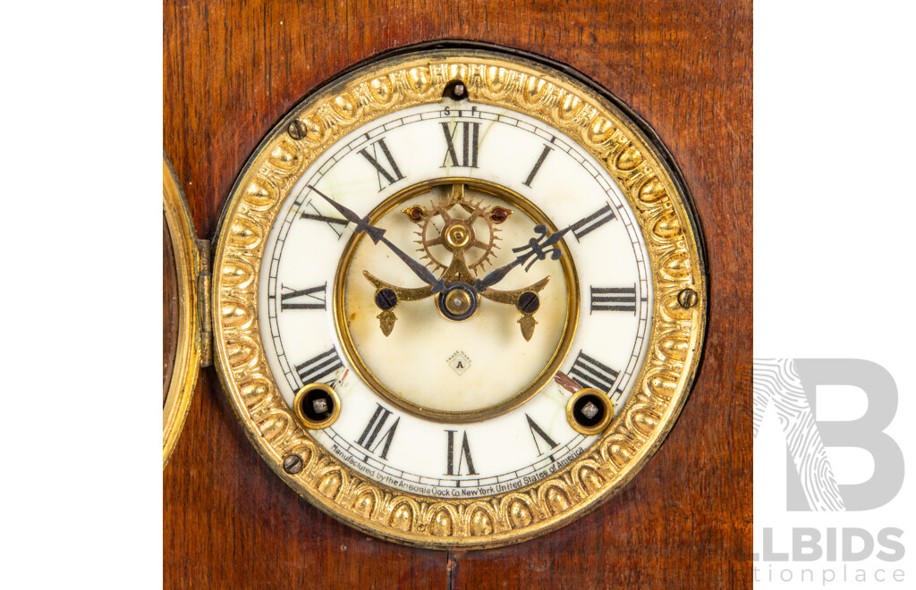 Vintage Ansonia Tomb Stone Timber Cased Mantle Clock