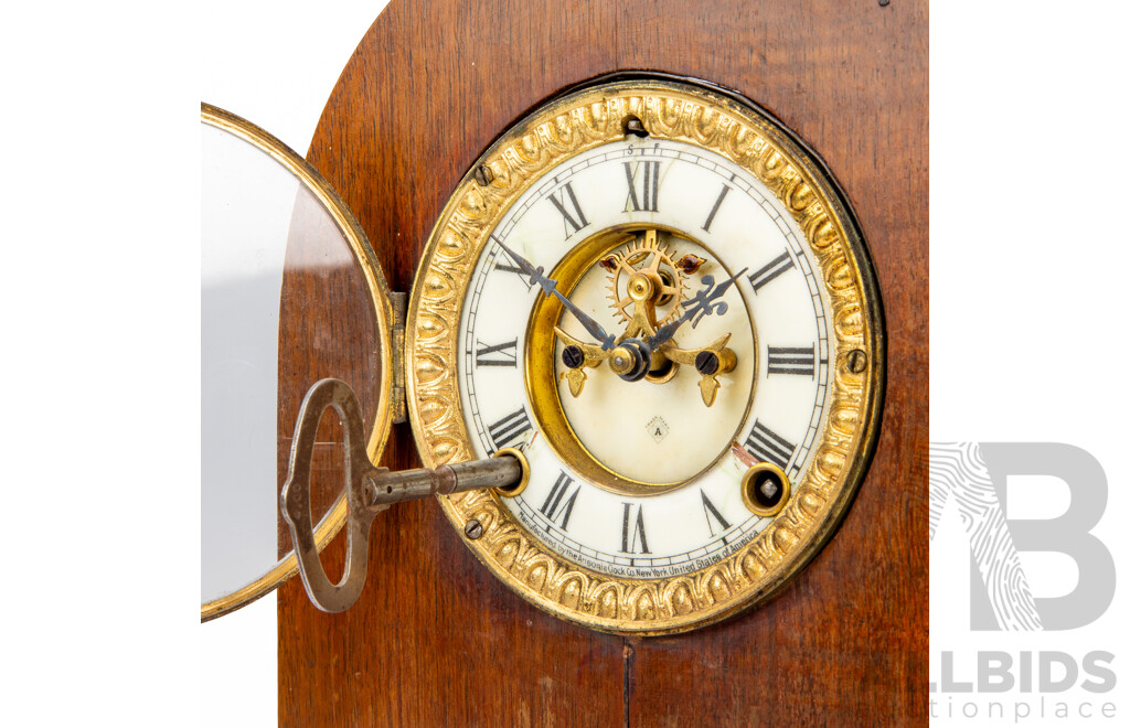 Vintage Ansonia Tomb Stone Timber Cased Mantle Clock