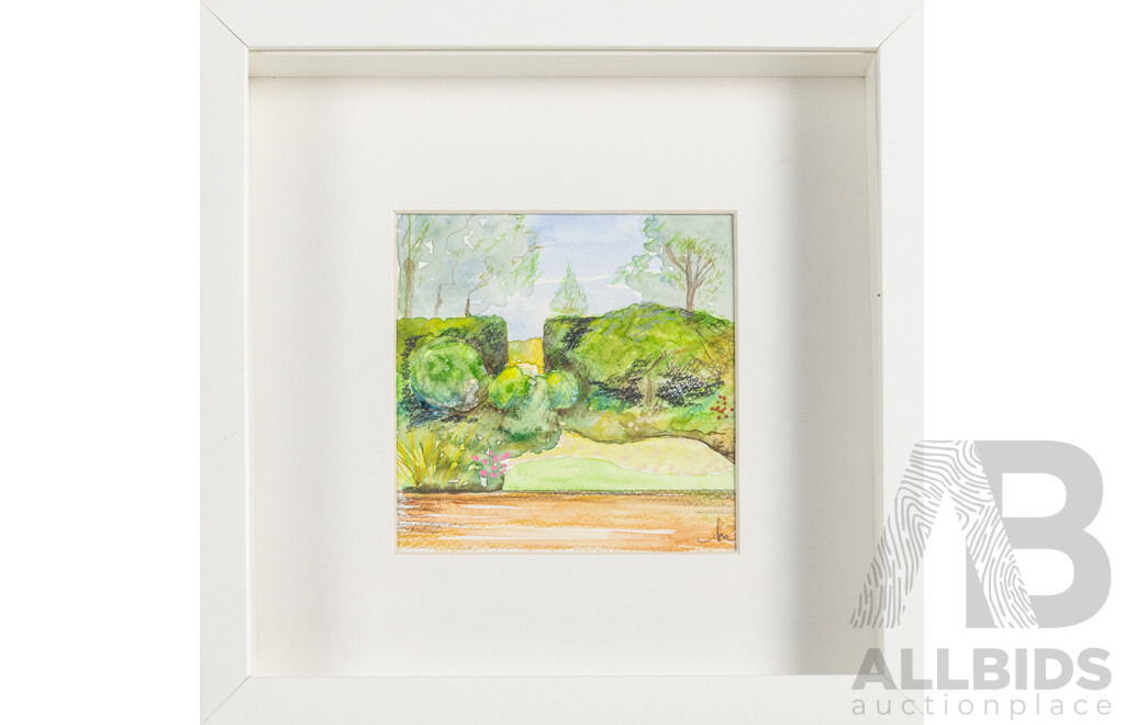 Artists Unknown (20th Century), Lone Cottage & Path Way Home [Original Watercolours], Polish Cityscape [Original Oil], Set of Three Miniature Works, 36W x 28H cm (largest frame) (3)