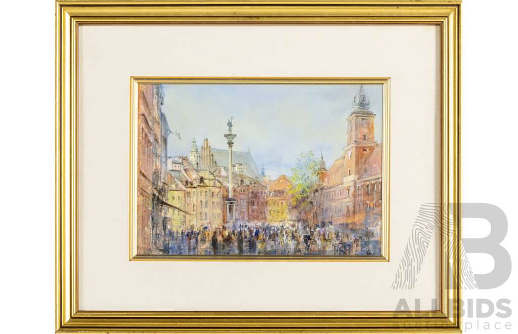 Artists Unknown (20th Century), Lone Cottage & Path Way Home [Original Watercolours], Polish Cityscape [Original Oil], Set of Three Miniature Works, 36W x 28H cm (largest frame) (3)