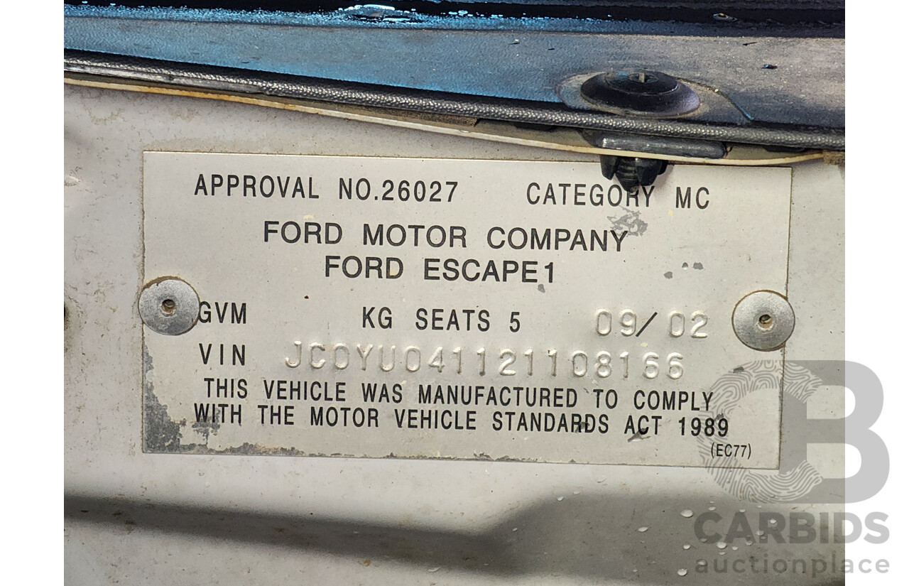 9/2002 Ford Escape XLT BA 4d Wagon Silver 3.0L
