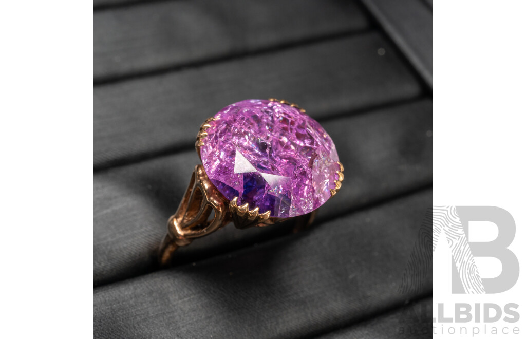Vintage 9ct Rose Gold Ring with Purple Sapphire - Size N