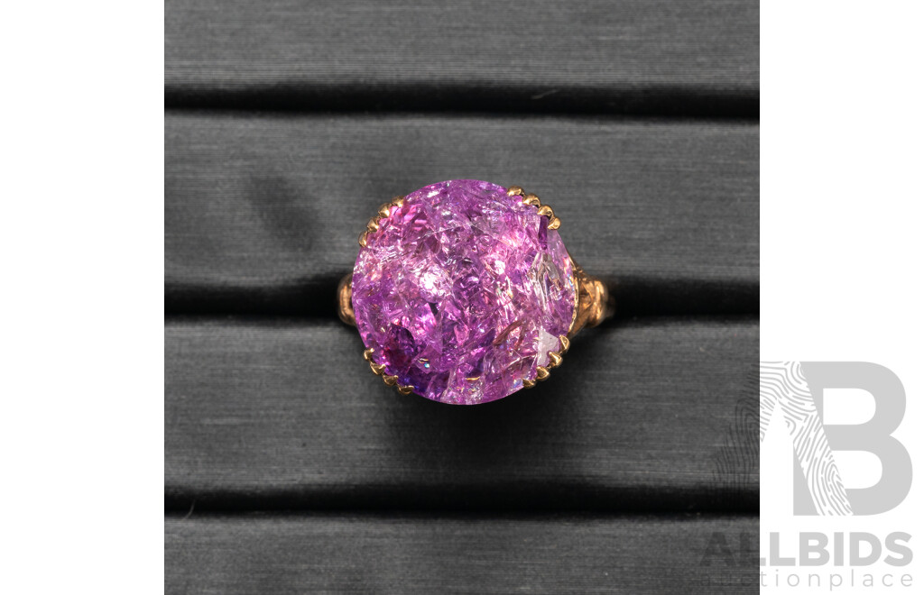 Vintage 9ct Rose Gold Ring with Purple Sapphire - Size N