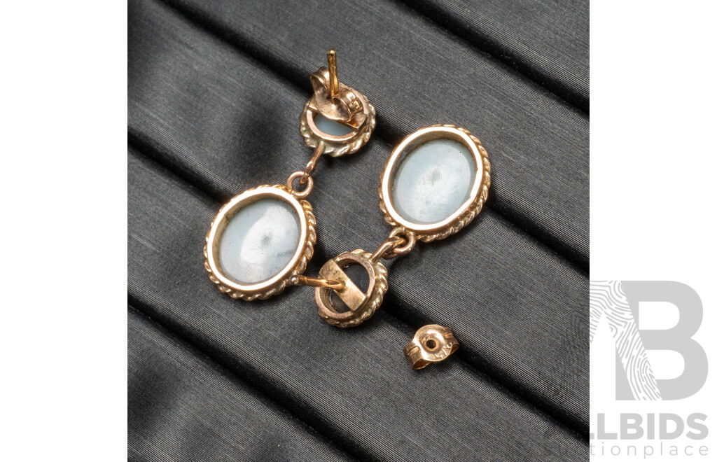 9ct Yellow Gold Earrings with Lightning Ridge Opals - 3.81gms