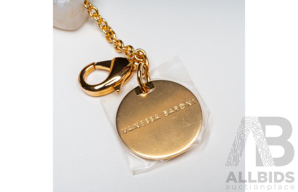 Gold Tone Chain with Cloud Agate Stone Necklace by Vanessa Baroni. Length - 47cms