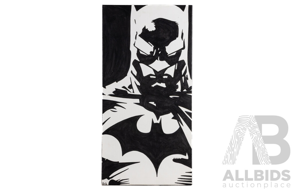 213 Art, (20th Century, Australian), Homage to Batman, Original Acrylic on Canvas Panel, 80H x 40W cm