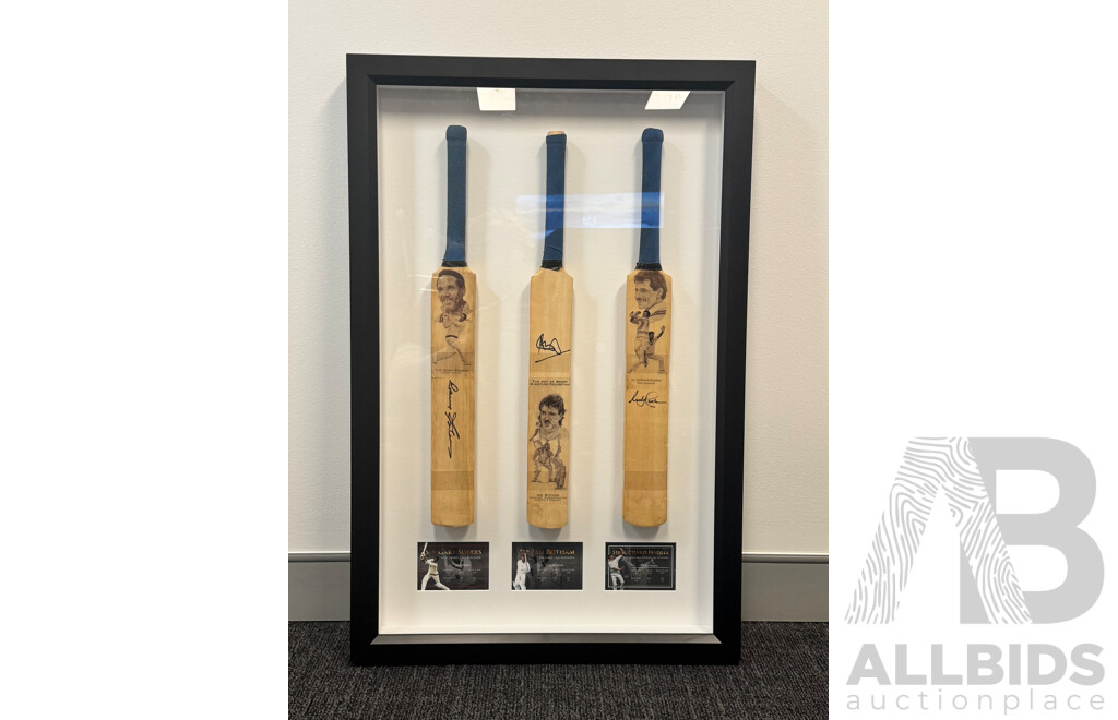 Cricketing Knights Mini Bat Set - Signed by Sir Garfield Sobers, Sir Ian Botham and Sir Richard Hadlee