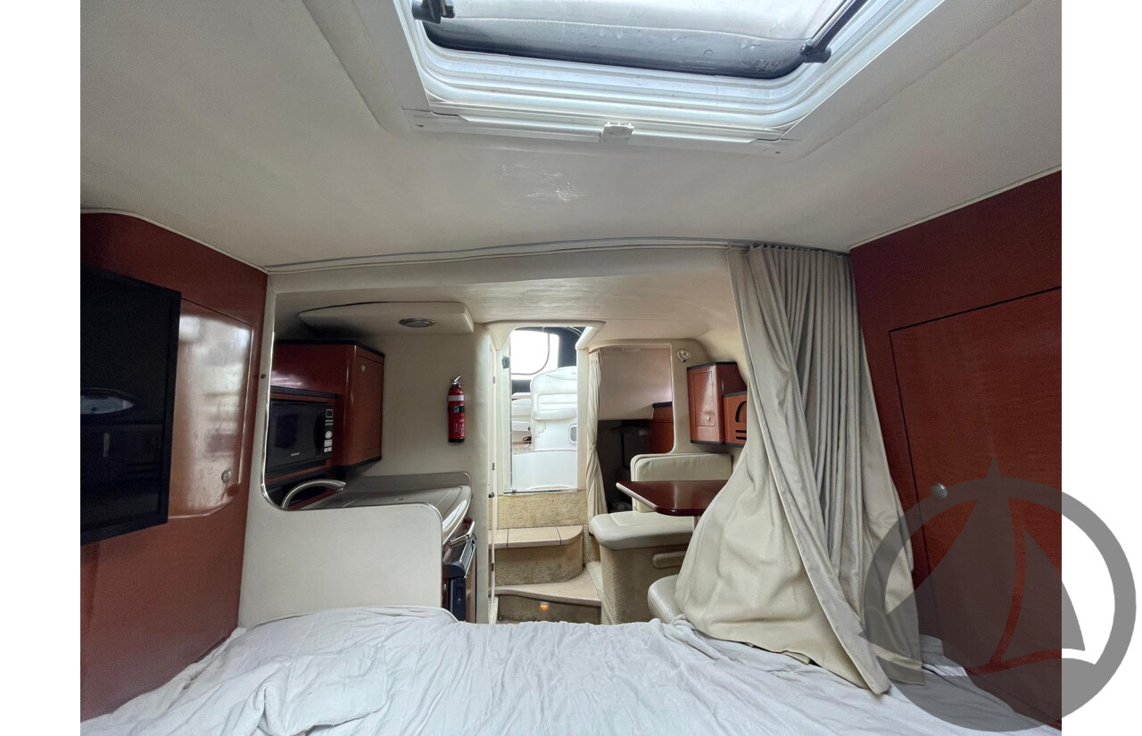 NO RESERVE - 2005 Searay 315 Sundancer, Twin 5.0L V8 MPi Mercruisers, 365hrs