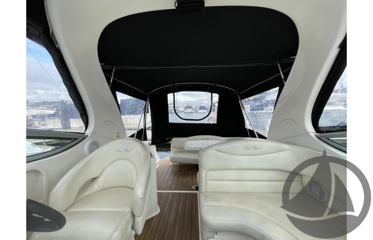NO RESERVE - 2005 Searay 315 Sundancer, Twin 5.0L V8 MPi Mercruisers, 365hrs