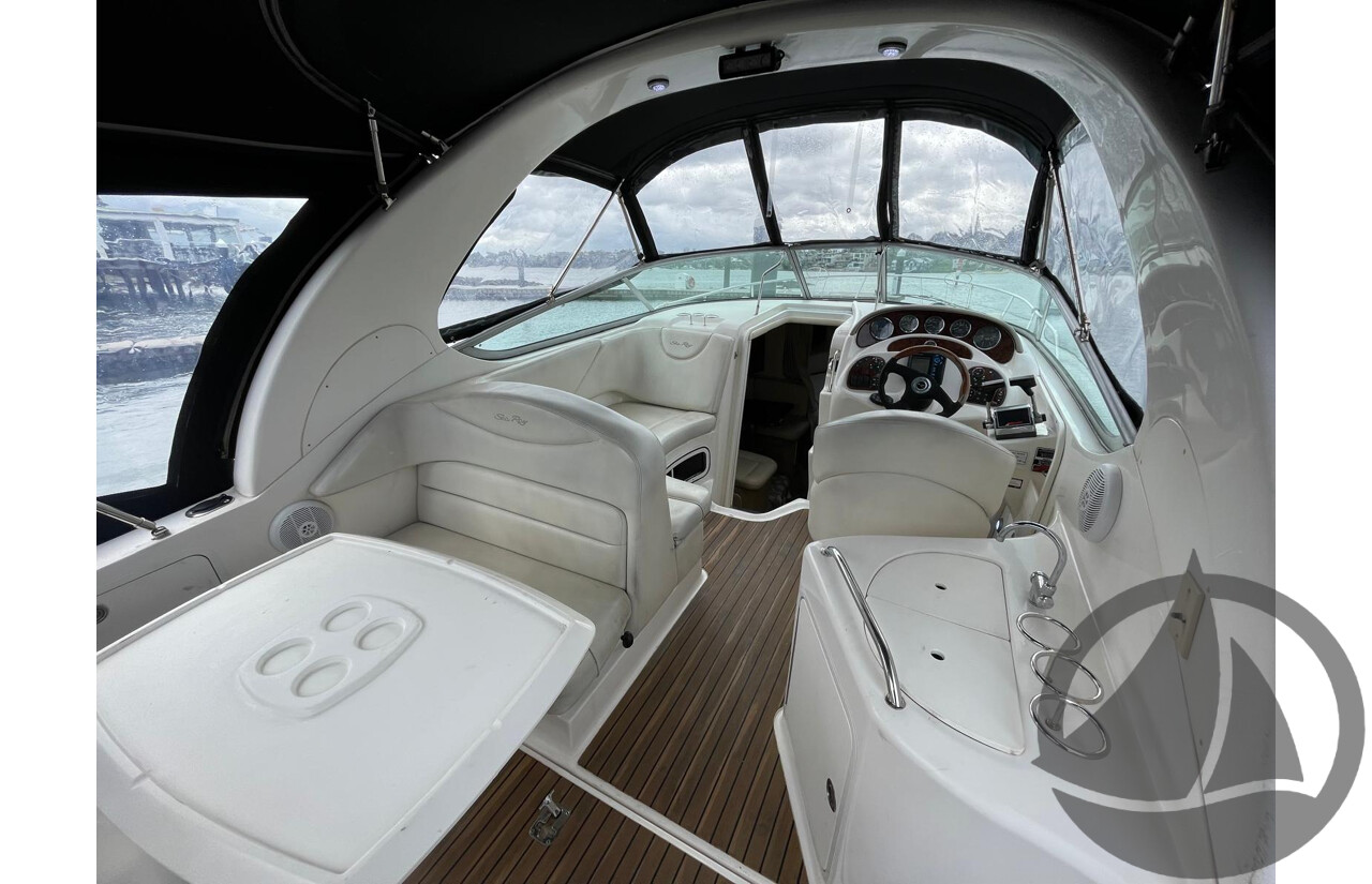 NO RESERVE - 2005 Searay 315 Sundancer, Twin 5.0L V8 MPi Mercruisers, 365hrs