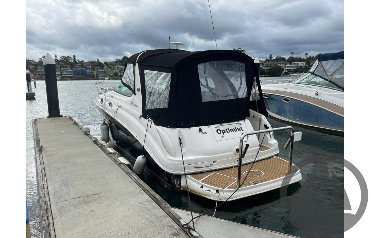 NO RESERVE - 2005 Searay 315 Sundancer, Twin 5.0L V8 MPi Mercruisers, 365hrs