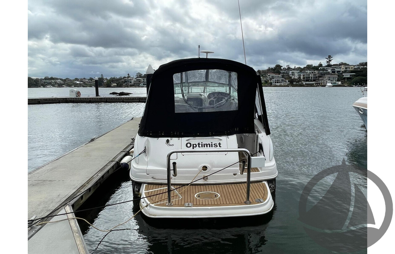 NO RESERVE - 2005 Searay 315 Sundancer, Twin 5.0L V8 MPi Mercruisers, 365hrs