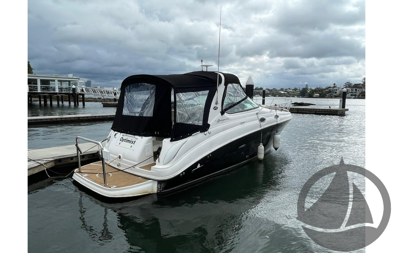 NO RESERVE - 2005 Searay 315 Sundancer, Twin 5.0L V8 MPi Mercruisers, 365hrs