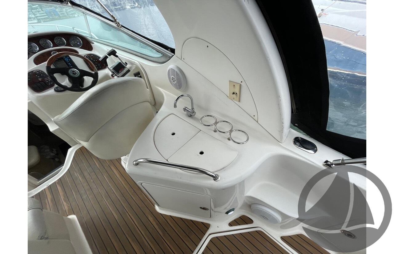 NO RESERVE - 2005 Searay 315 Sundancer, Twin 5.0L V8 MPi Mercruisers, 365hrs