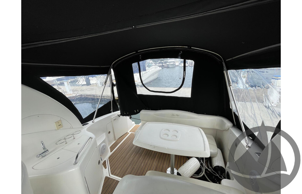 NO RESERVE - 2005 Searay 315 Sundancer, Twin 5.0L V8 MPi Mercruisers, 365hrs