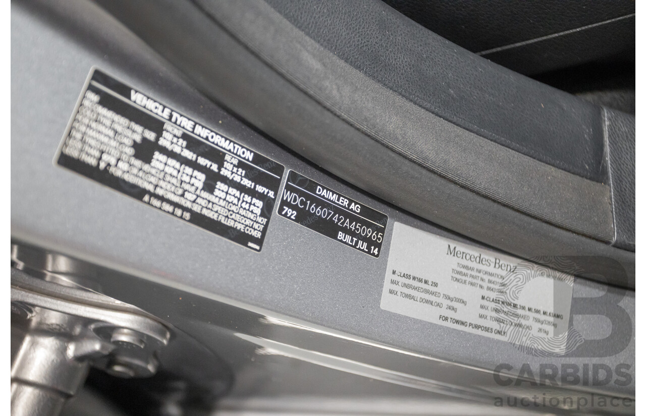 09/2014 Mercedes-Benz ML63 AMG (4x4) 166 MY14 4D Wagon Palladium Silver Twin Turbo 5.5L