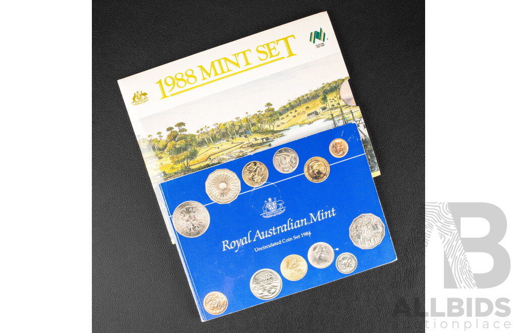 Australian RAM 1984 and 1988 UNC Coin Sets