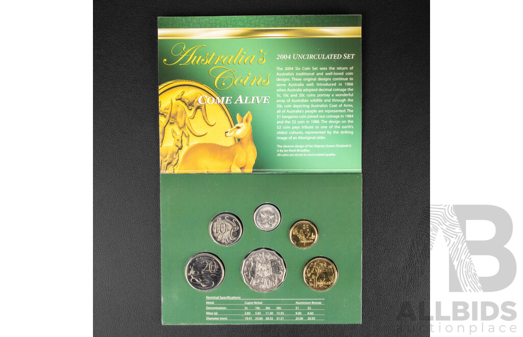 Australian 2004 Six UNC Coin Set