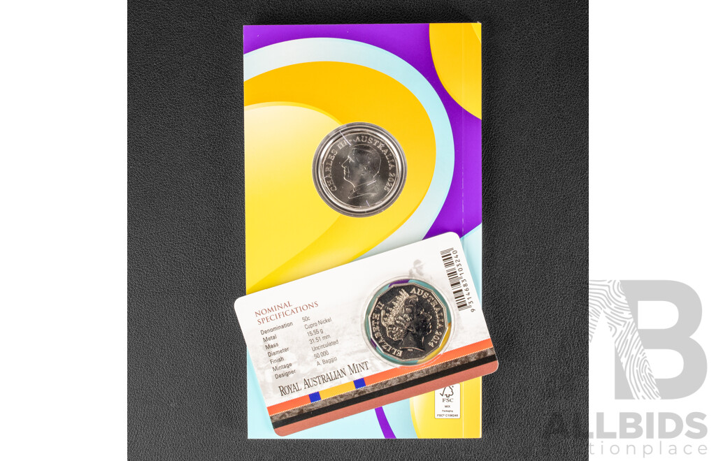 Australian 2025 Coloured Fifty Cent Coin, Celebrate, 2014 Coloured Fifty Cent, Boer War, Two 2025 Coloured Two Dollar Coins, Men's and Women's Australian Open