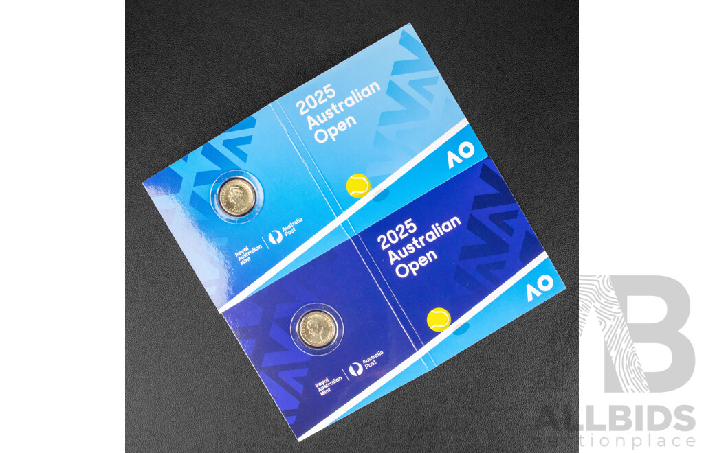 Australian 2025 Coloured Fifty Cent Coin, Celebrate, 2014 Coloured Fifty Cent, Boer War, Two 2025 Coloured Two Dollar Coins, Men's and Women's Australian Open