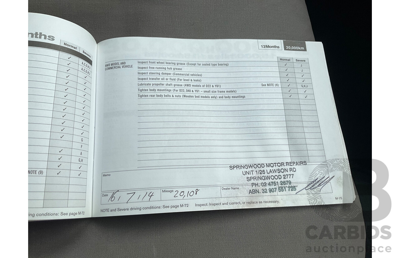 9/2013 Nissan Navara ST (4x4) D40 MY12 Dual Cab P/Up White 2.5L