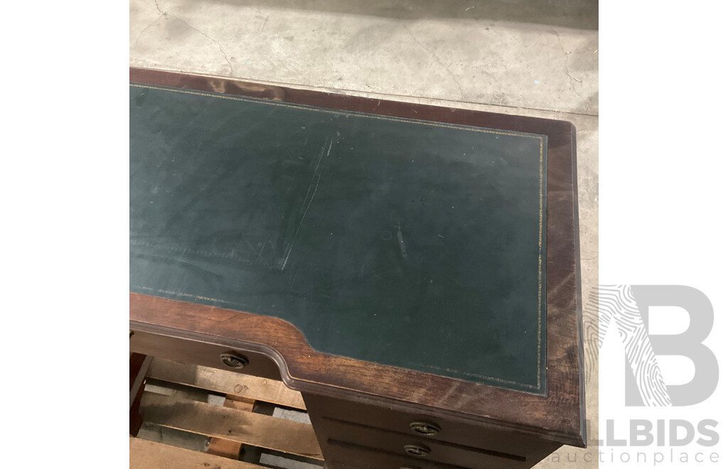 Georgian Style Nine Drawer Breakfront Twin Pedestal Desk