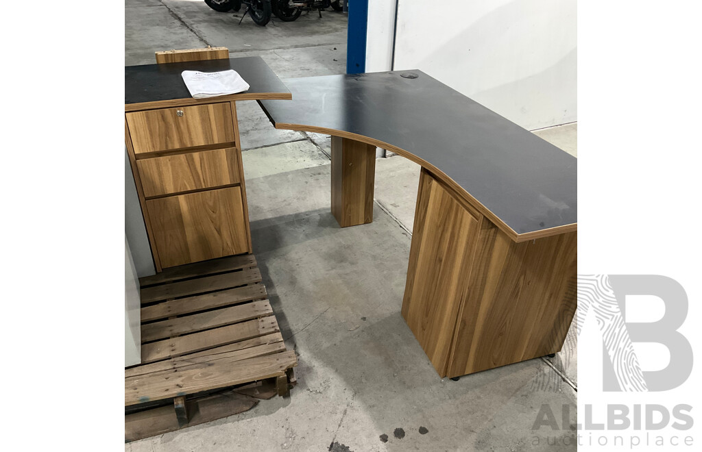 J.BURROWS Washington Corner Workstation and Two Metal Filing Cabinets