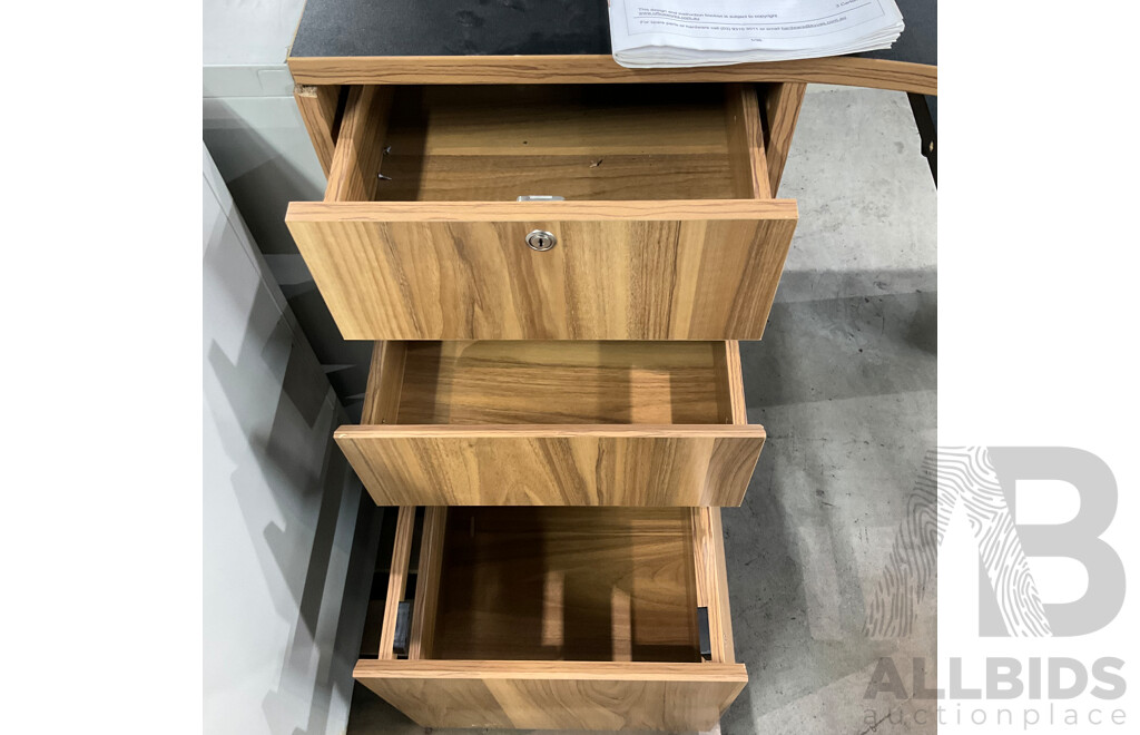 J.BURROWS Washington Corner Workstation and Two Metal Filing Cabinets