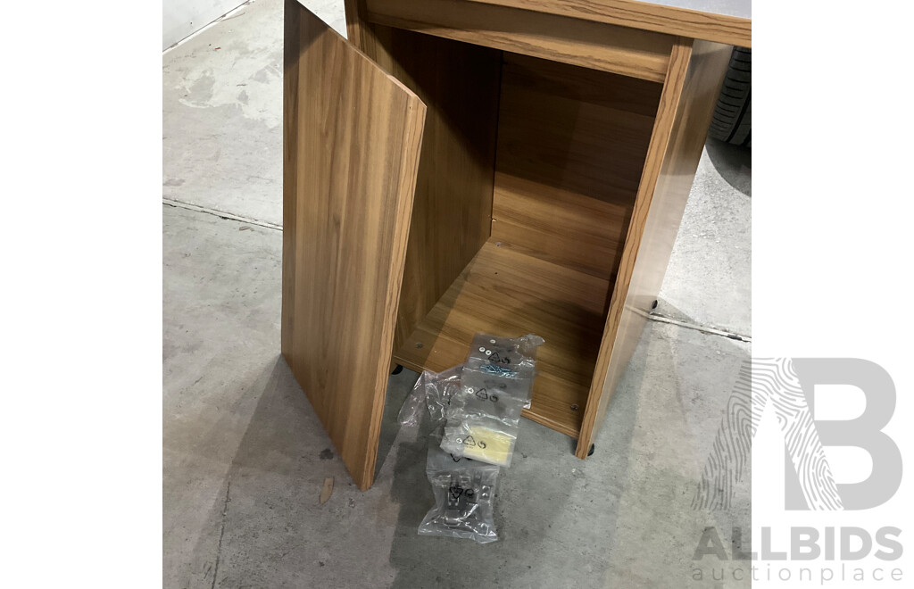 J.BURROWS Washington Corner Workstation and Two Metal Filing Cabinets