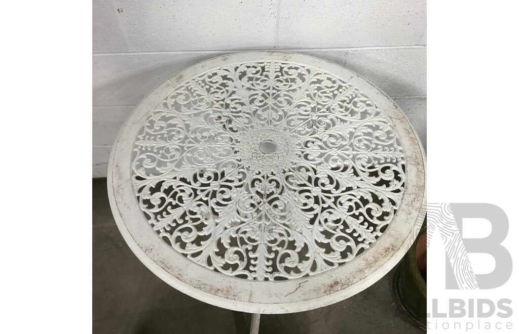 Garden Round Table and Assorted Pots
