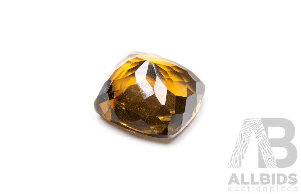 8.76ct Cushion Cut Natural Dark Yellow Citrine