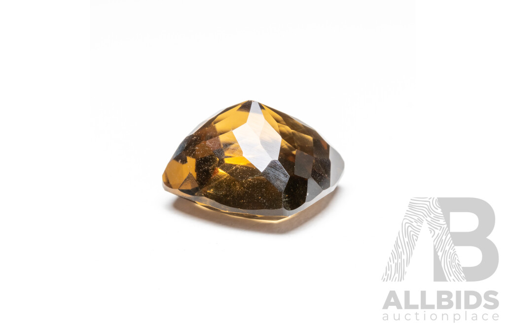 8.76ct Cushion Cut Natural Dark Yellow Citrine